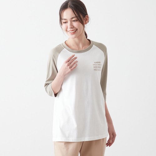 ロゴプリントラグラン6分袖Tシャツ