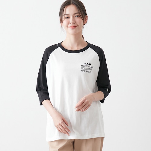 ロゴプリントラグラン6分袖Tシャツ