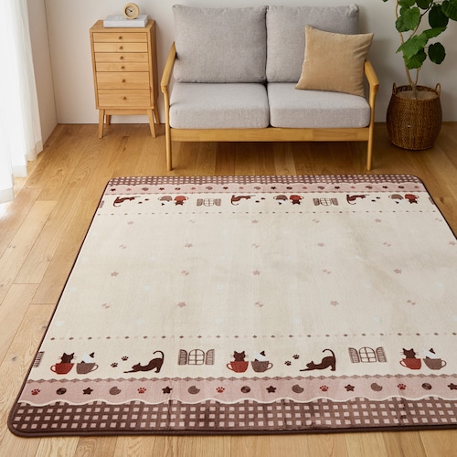 ネコ柄のあたたか入りラグ