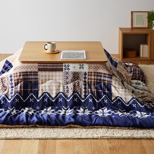 ノルディック柄の撥水薄掛けこたつ布団