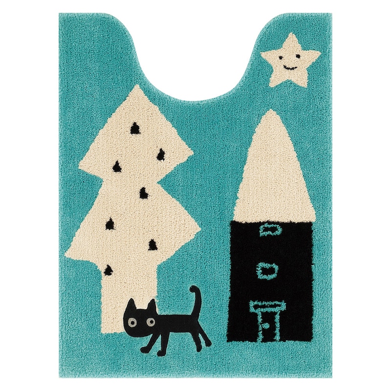 ブルー/裾ロングマット