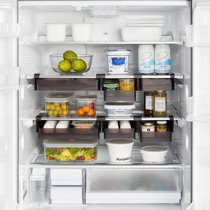 並べて冷蔵庫の中の収納力アップ！