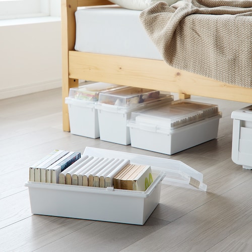 防災用品の保管に 積み重ねても中身が見えるフタ付きボックス＜2個組＞