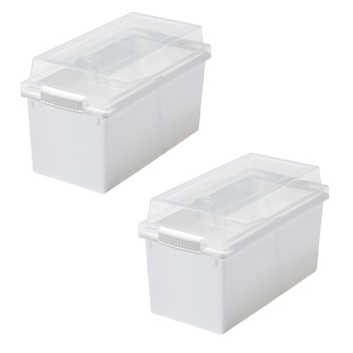 防災用品の保管に 積み重ねても中身が見えるフタ付きボックス＜2個組＞