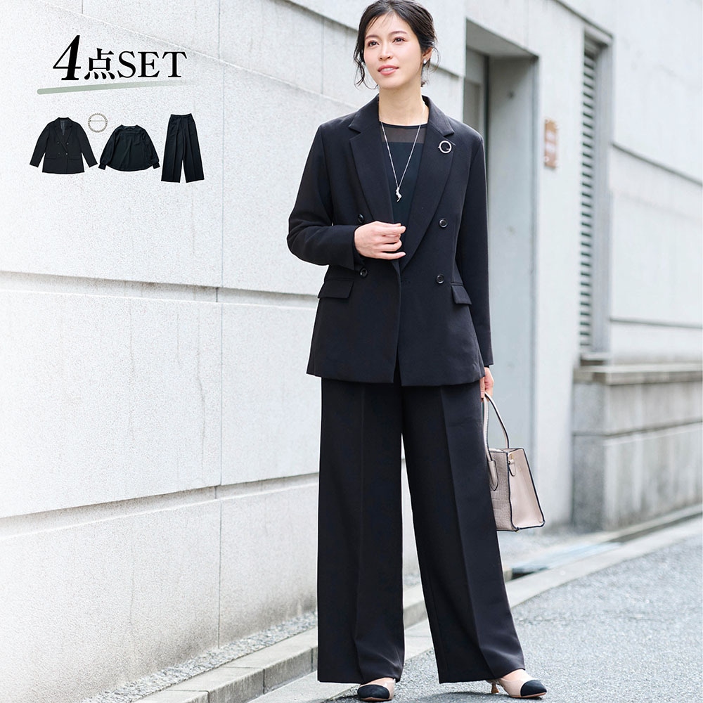 【スタイルノート/StyleNote】4点セットダブルジャケットパンツスーツ【入卒・通勤】(丈が選べる)