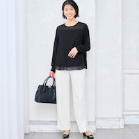 モデル身長168cm／M・股下70cm ※ブラウスのみ着用