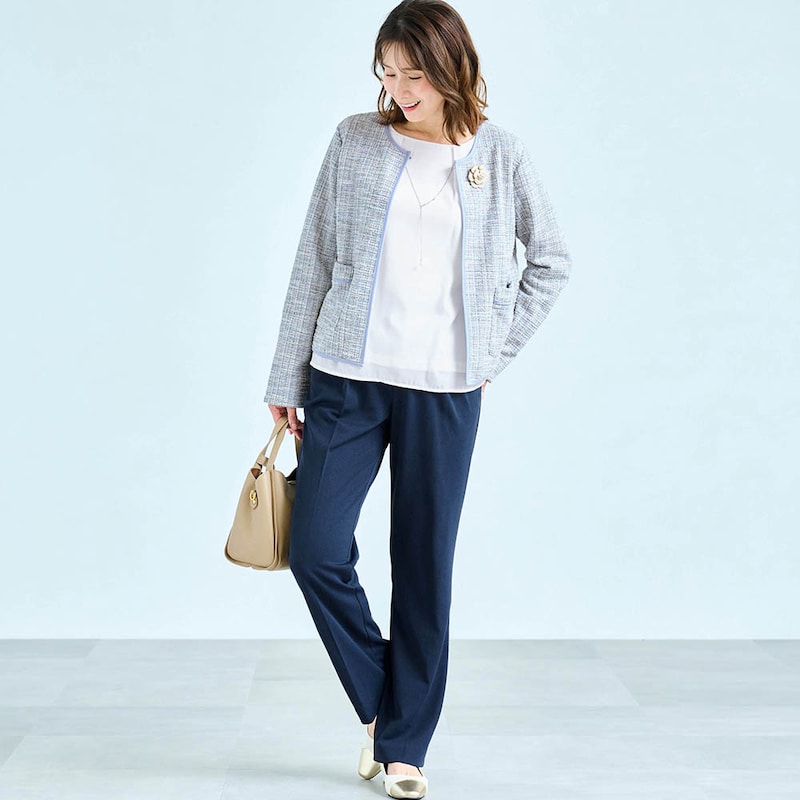 モデル身長168cm／M ※写真は撮影用のため股下＋6cmになります。