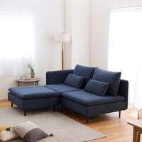 コペンブルー／3人掛け、オットマン、ひじ掛け