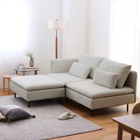 ナチュラルベージュ／3人掛け、オットマン、ひじ掛け
