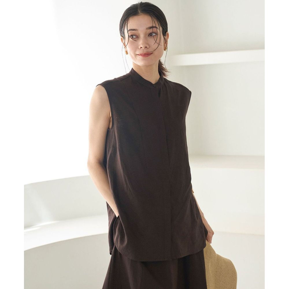 【オンワード樫山】【UNFILO/アンフィーロ】リネンレーヨン ノースリーブブラウス