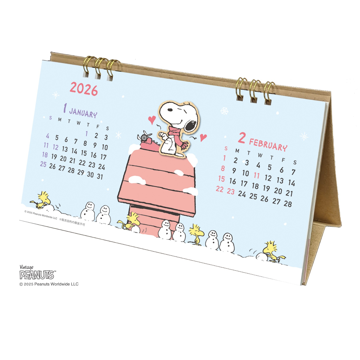 【ピーナッツ/PEANUTS】2026年ウッドパーツ付き卓上カレンダー「スヌーピー」 【ピーナッツ/PEANUTS】2026年ウッドパーツ付き卓上カレンダー「スヌーピー」