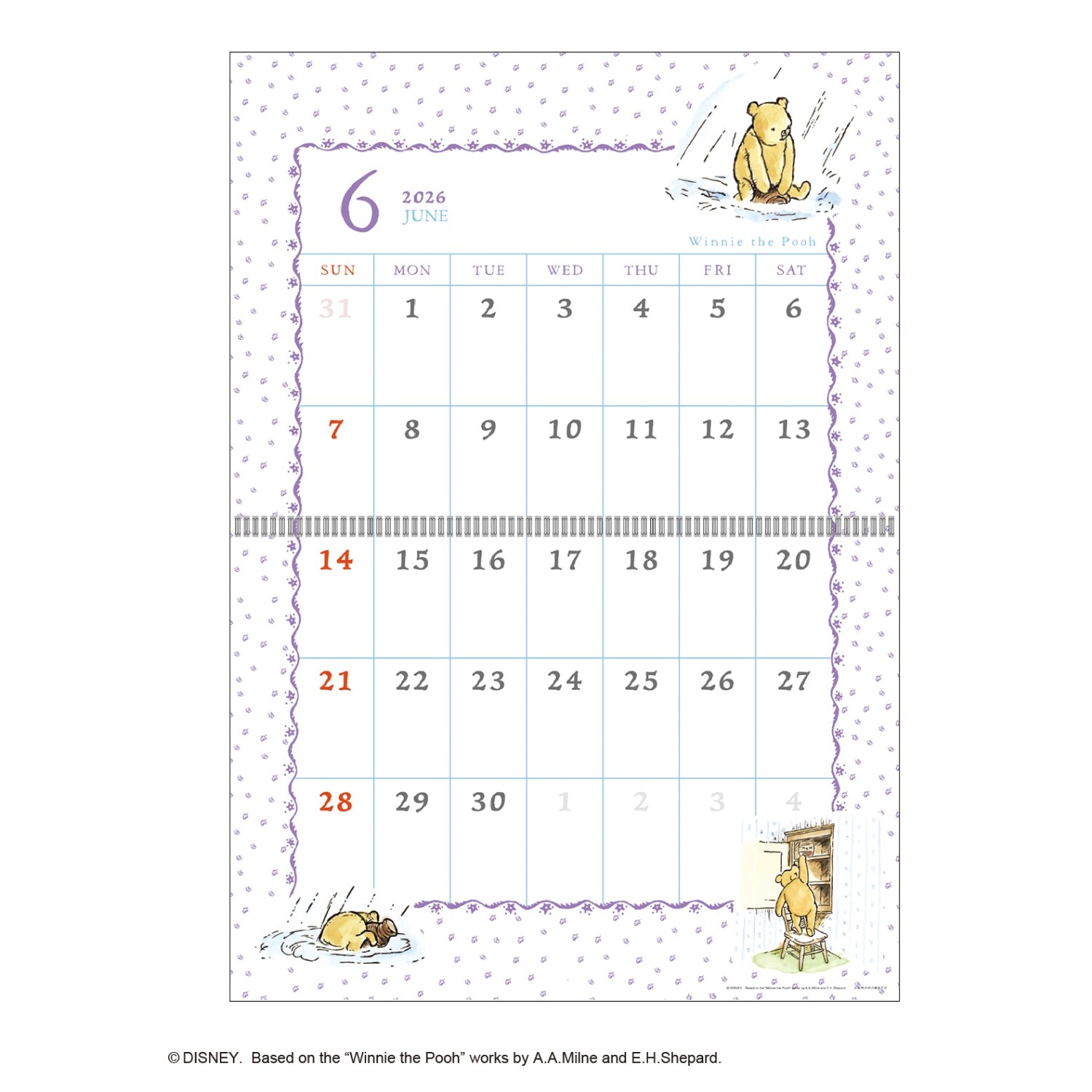 ディズニー プーさん クラシックプー 壁掛け ベネリック 4シーズン 春 秋 2026年壁掛けカレンダー「クラシック・プー」(ディズニー/Disney