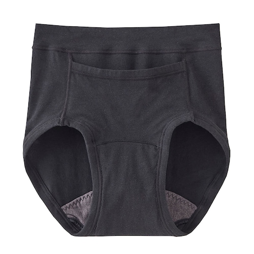 肌あたりがやさしいポケット付き綿混吸水ショーツ 【子供インナー 黒】