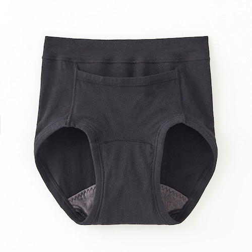 肌あたりがやさしいポケット付き綿混吸水ショーツ 【子供インナー 黒】