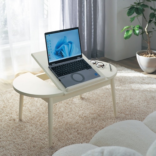 角度が変えられるローテーブル 【ワンルームに置きやすい】＜幅75cm＞