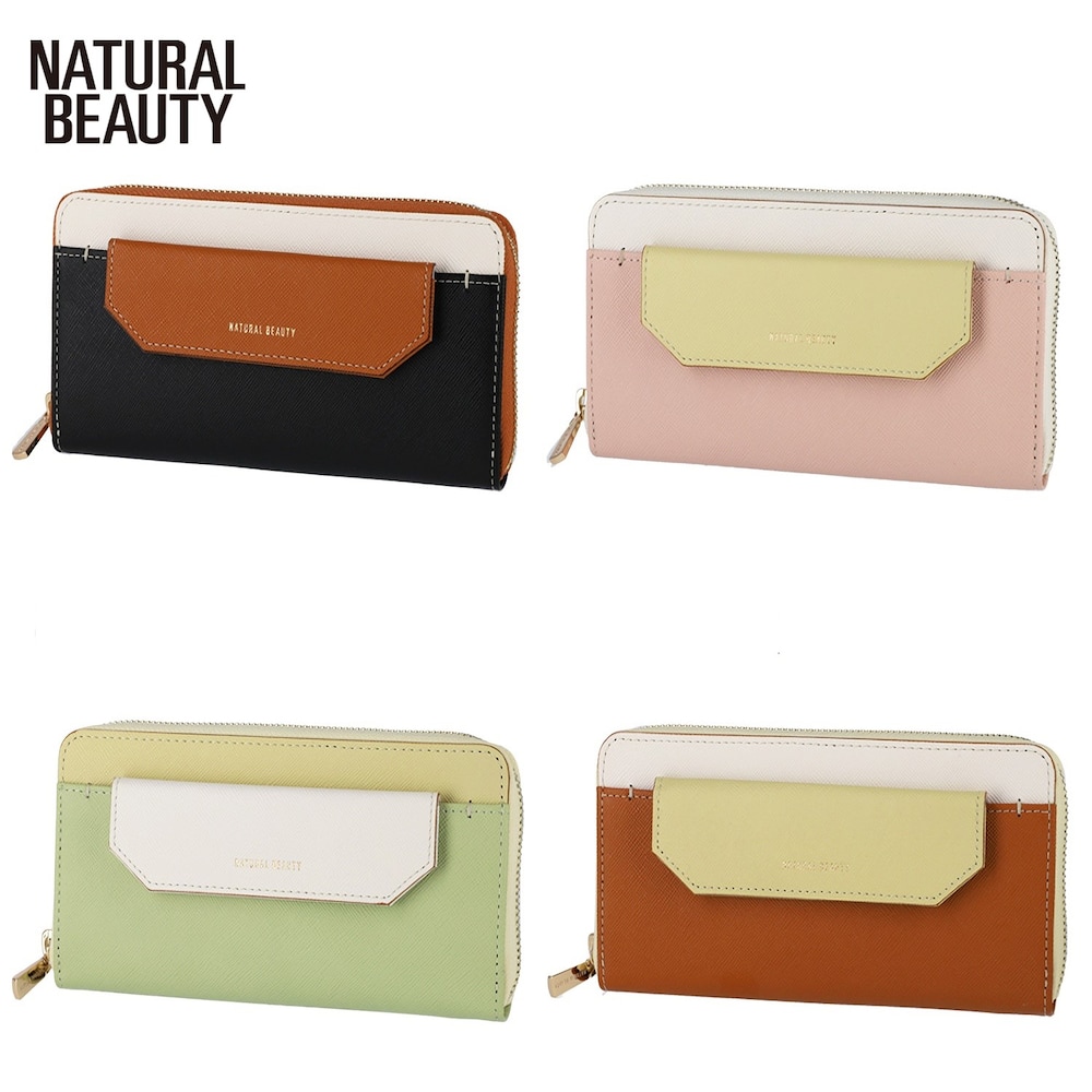 【ナチュラルビューティー/NATURAL BEAUTY】本革バイカラー長財布
