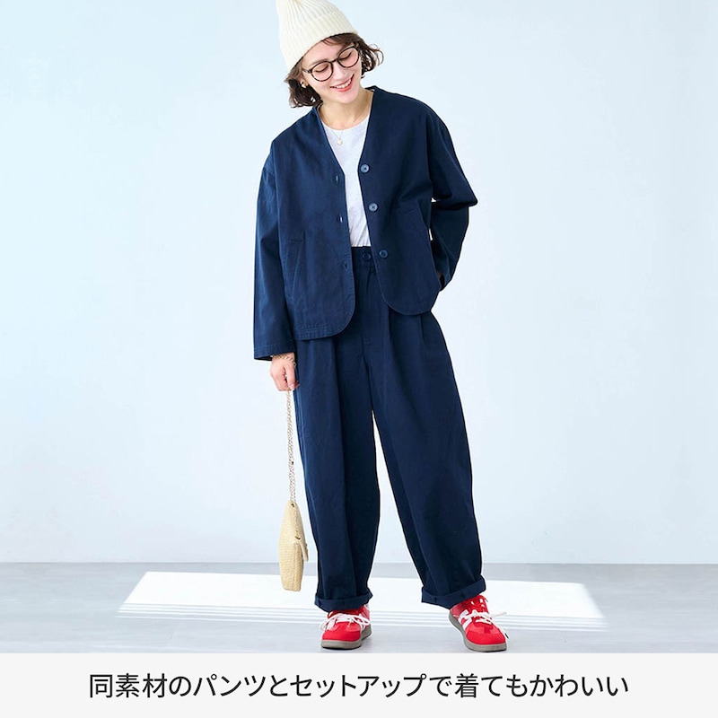 モデル身長162cm／M　ネイビー着用