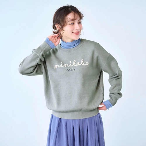 コード刺繍のスウェットライクニットプルオーバー 「ミニラボ」