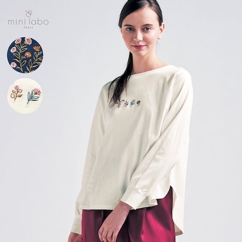 1枚で決まる刺繍のロングTシャツ 「ミニラボ」