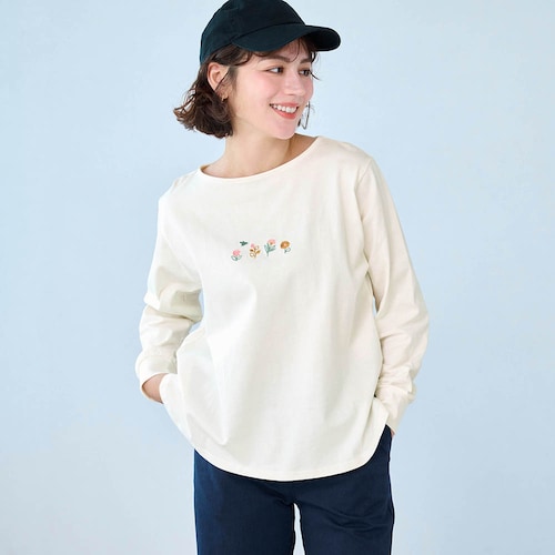1枚で決まる刺繍のロングTシャツ 「ミニラボ」