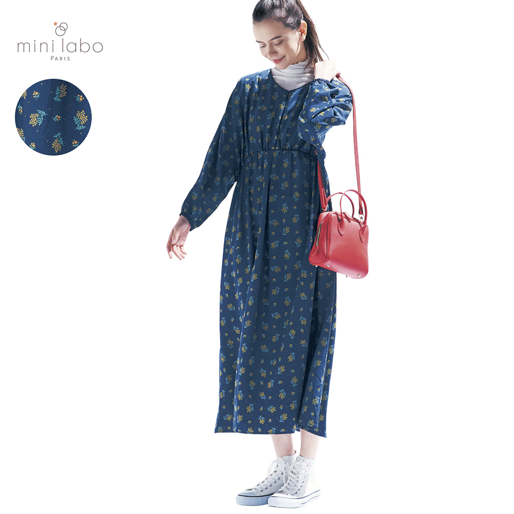 【ミニラボ/mini labo】プリントワンピース/ミモザ 「ミニラボ」