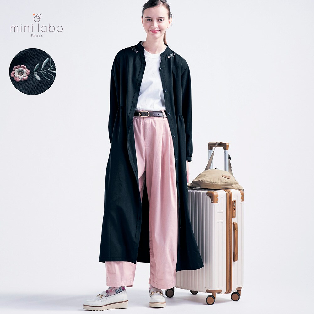 【ミニラボ/mini labo】着回しの幅が広がる襟元刺繍のシャツワンピース/英国ののどかな庭 「ミニラボ」