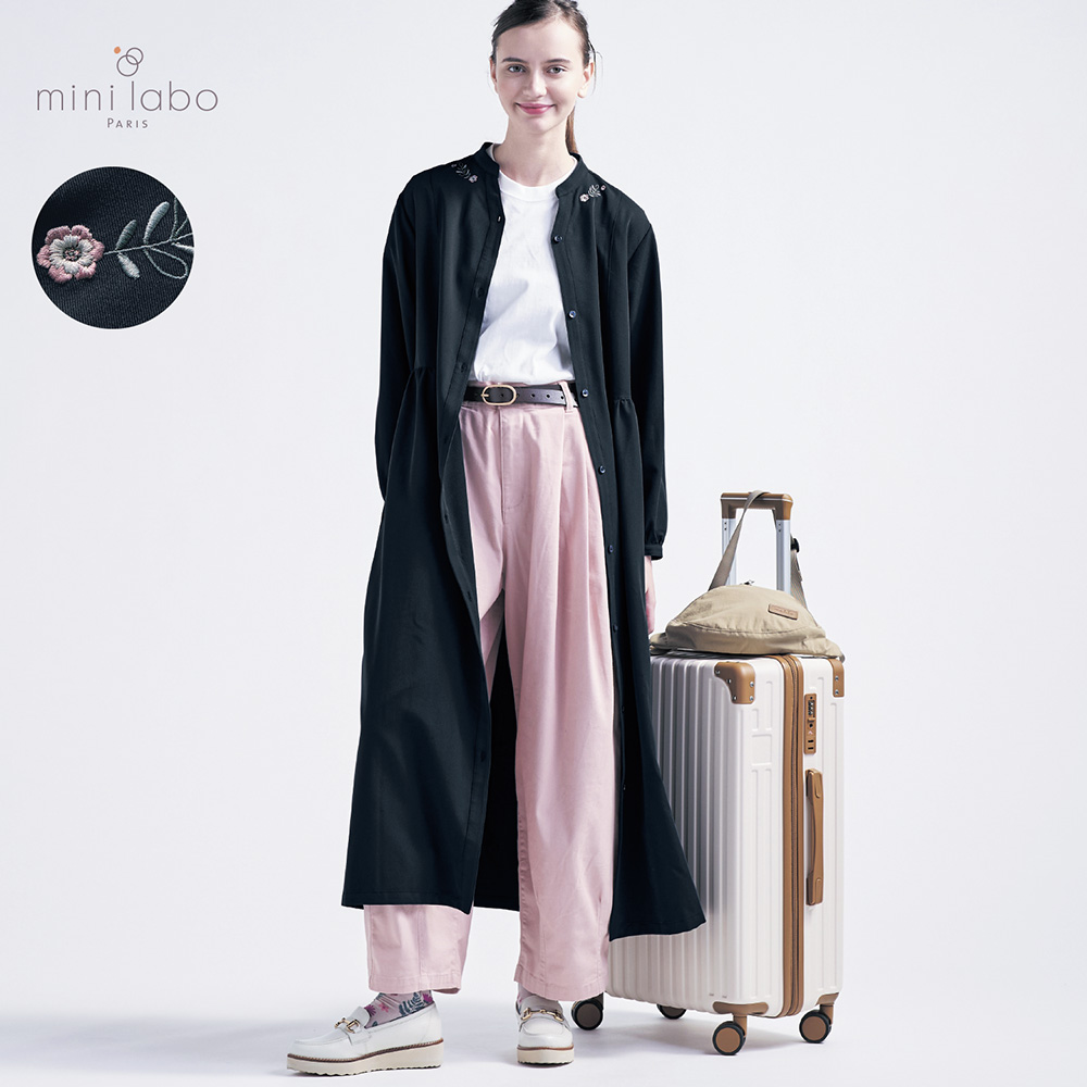 【ミニラボ/mini labo】着回しの幅が広がる襟元刺繍のシャツワンピース/英国ののどかな庭 「ミニラボ」