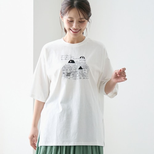 イラスト刺しゅうチュニックTシャツ