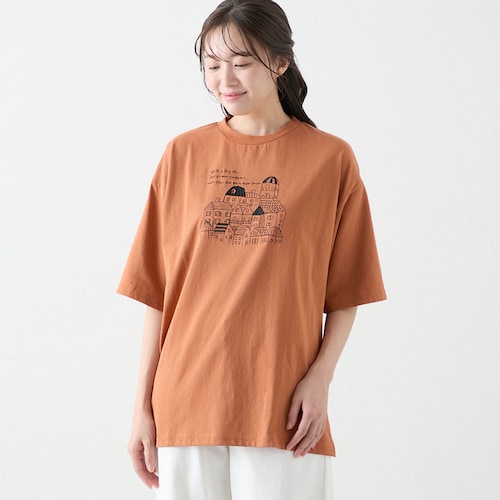 イラスト刺しゅうチュニックTシャツ