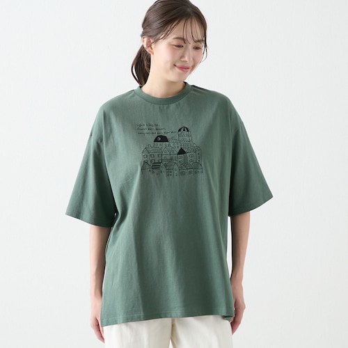 イラスト刺しゅうチュニックTシャツ