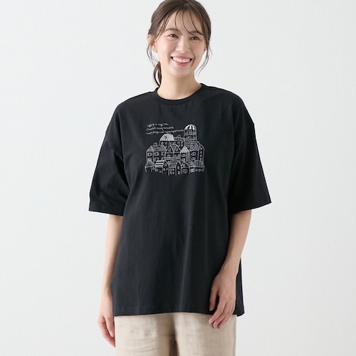 イラスト刺しゅうチュニックTシャツ