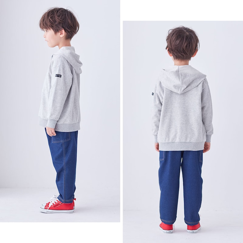 杢グレー／モデル身長114cm・110サイズ着用