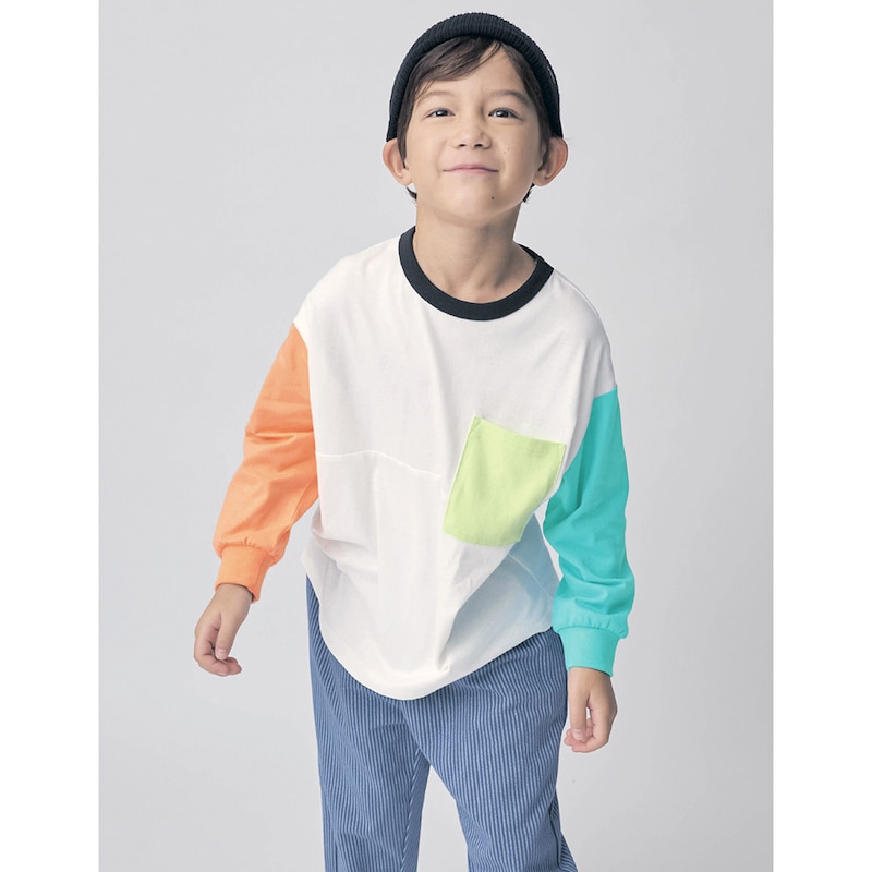 ミント系マルチカラー／モデル身長125cm・サイズ130