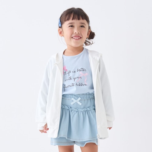 手の甲までガードするUVカットドライ涼しい長袖パーカ 【子供服 無地】