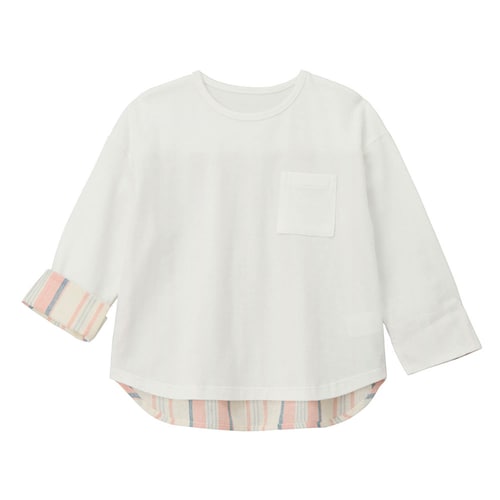 丈が調節できて長く着れる異素材切替え長袖プルオーバー 【子供服】