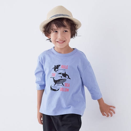 【ワクワクモチーフ】七分袖Tシャツ 【子供服】