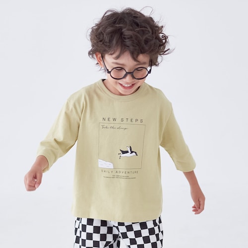 【ワクワクモチーフ】七分袖Tシャツ 【子供服】