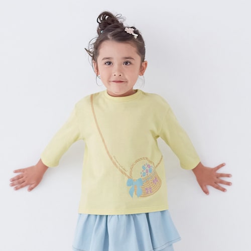 【ワクワクモチーフ】七分袖Tシャツ 【子供服】