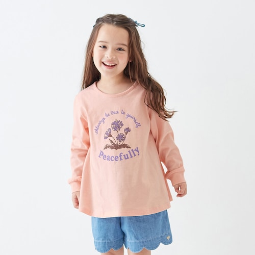 【ワクワクモチーフ】Aライン長袖Tシャツ 【子供服】