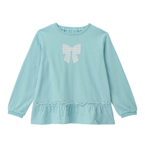 【保育園服】レギンスに合うガーリー裾フリルデザイン長袖 T シャツ 【子供服】