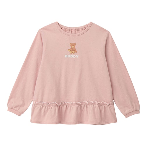 【保育園服】レギンスに合うガーリー裾フリルデザイン長袖 T シャツ 【子供服】