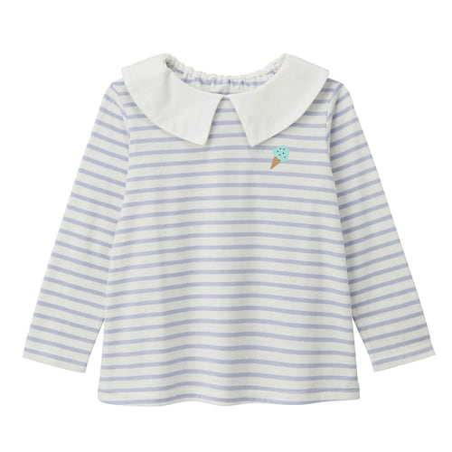 【保育園服】レギンスに合うガーリー襟つき長袖 T シャツ 【子供服】