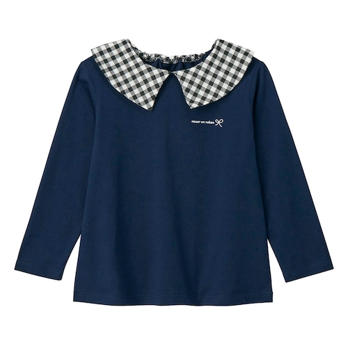 【保育園服】レギンスに合うガーリー襟つき長袖 T シャツ 【子供服】