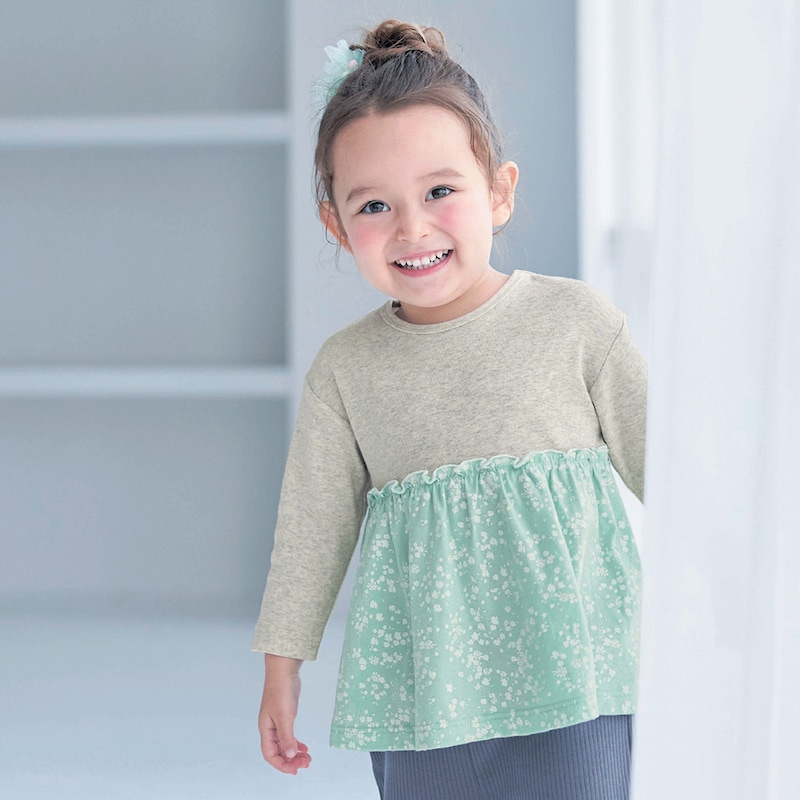 オートミール（花柄）／モデル身長92cm・サイズ90