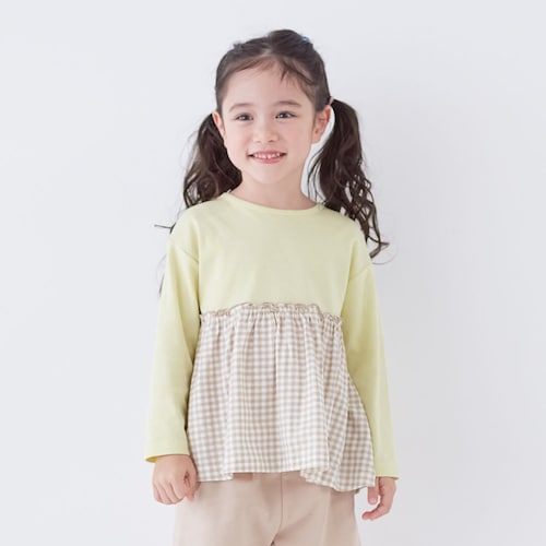【保育園服】お着替えしやすいソフのびフライス長袖ギャザーTシャツ 【子供服】
