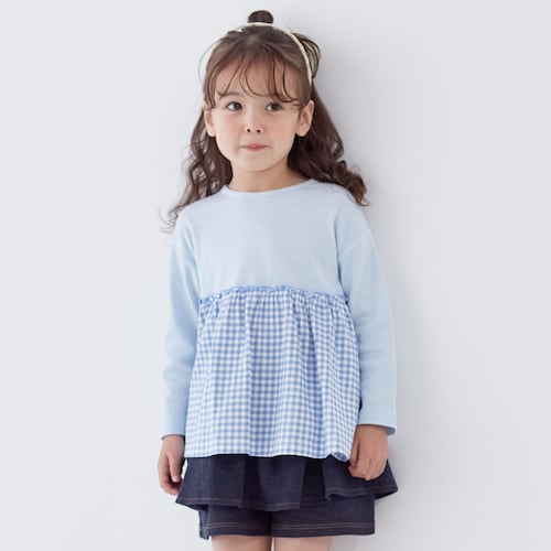 【保育園服】お着替えしやすいソフのびフライス長袖ギャザーTシャツ 【子供服】