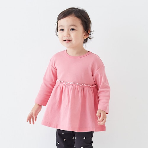 【保育園服】お着替えしやすいソフのびフライス長袖ギャザーTシャツ 【子供服】