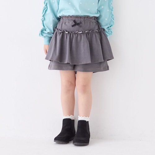 デニム風ニットギャザーフリルキュロット 【子供ズボン】