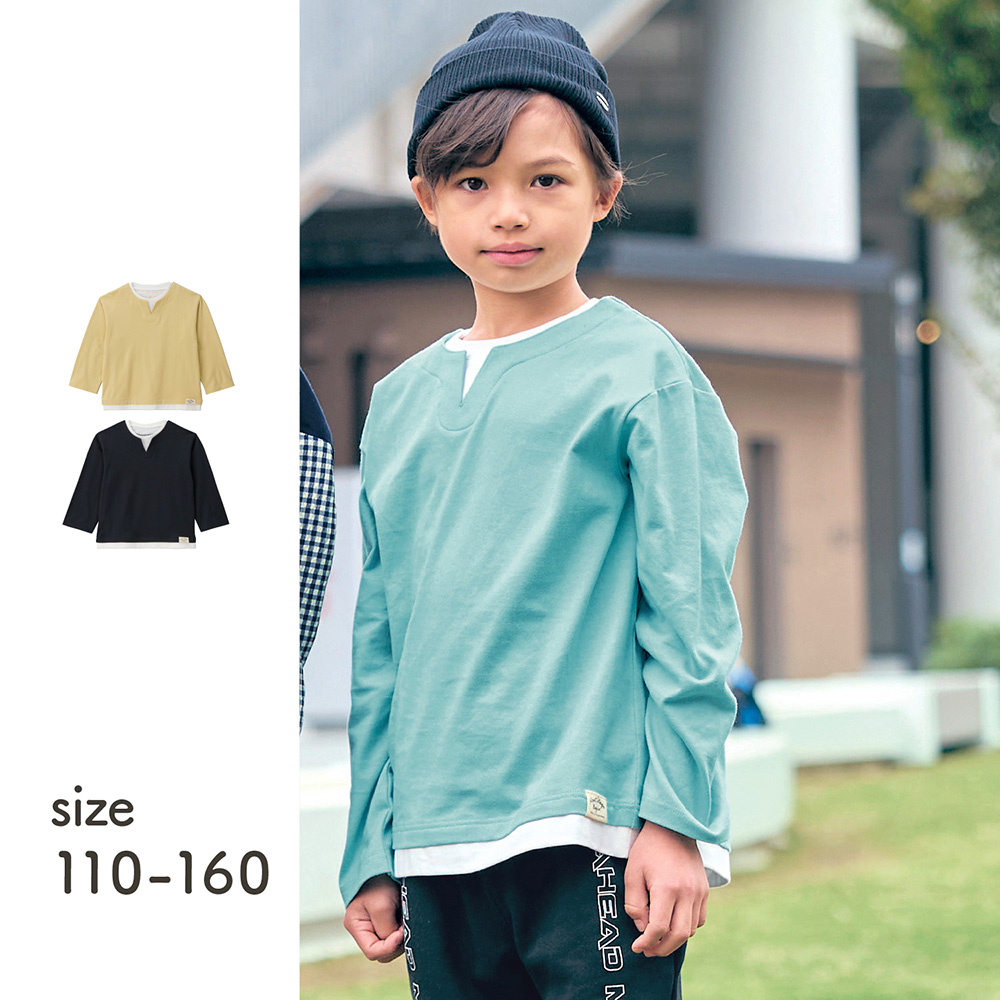 【ジータ/GITA】キーネックレイヤード風長袖Tシャツ 【子供服】