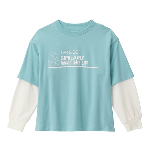 レイヤード風袖リブロングTシャツ 【子供服 長袖】